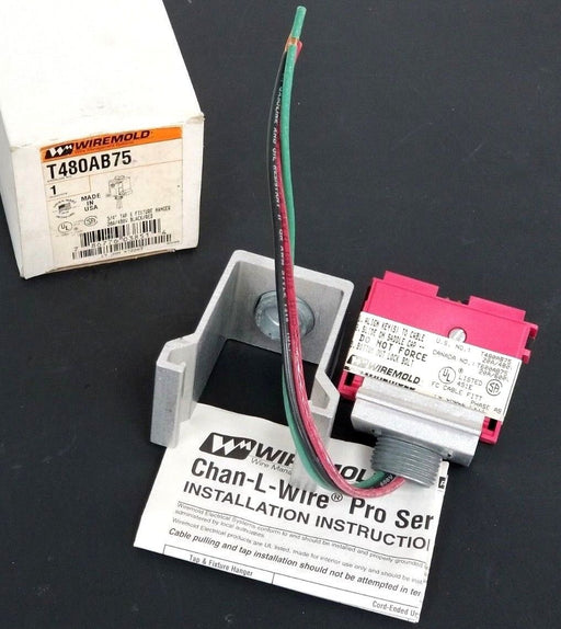 NIB WIREMOLD T480AB75 TAP & FIXTURE HANGER 3/4'' 20A/480V BLACK/RED T600AB75