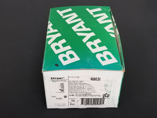 BOX OF 8 NEW BRYANT 4903-I 3-WAY AC SWITCHES 20A 120-277VAC IVORY 4903I