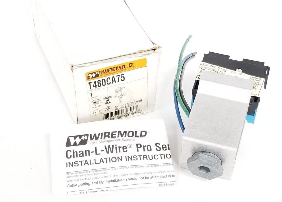 NIB WIREMOLD T480CA75 TAP & FIXTURE HANGER 3/4'' 20A 480V BLUE/BLACK T600CA75