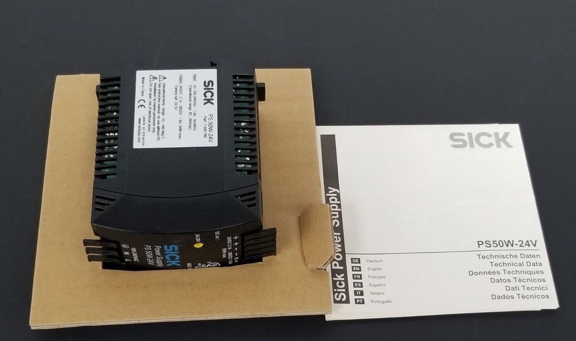 NIB SICK OPTIC PS 50W-24V POWER SUPPLY 7 028 789 100-240VAC 24VDC PS50W24V