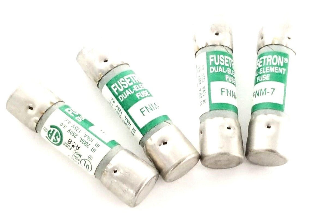LOT OF 4 NEW BUSSMANN FNM-7 FUSETRON DUAL-ELEMENT FUSES FNM7