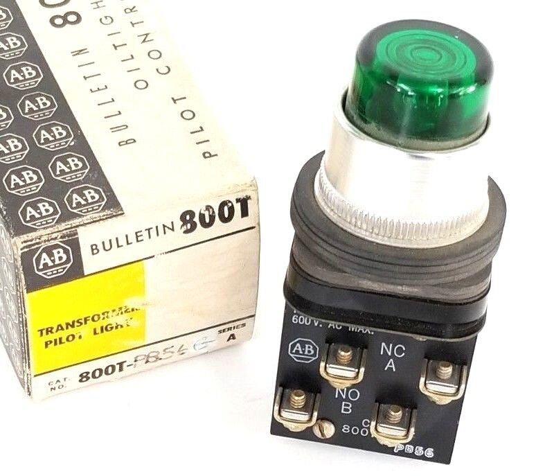 NIB ALLEN BRADLEY 800T-PB56G PUSHBUTTON SER. A 600VAC GREEN X-208241 50/60CY