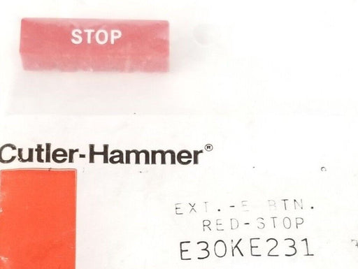 NEW IN BAG CUTLER HAMMER E30KE231 EXT.-E BTN. RED STOP