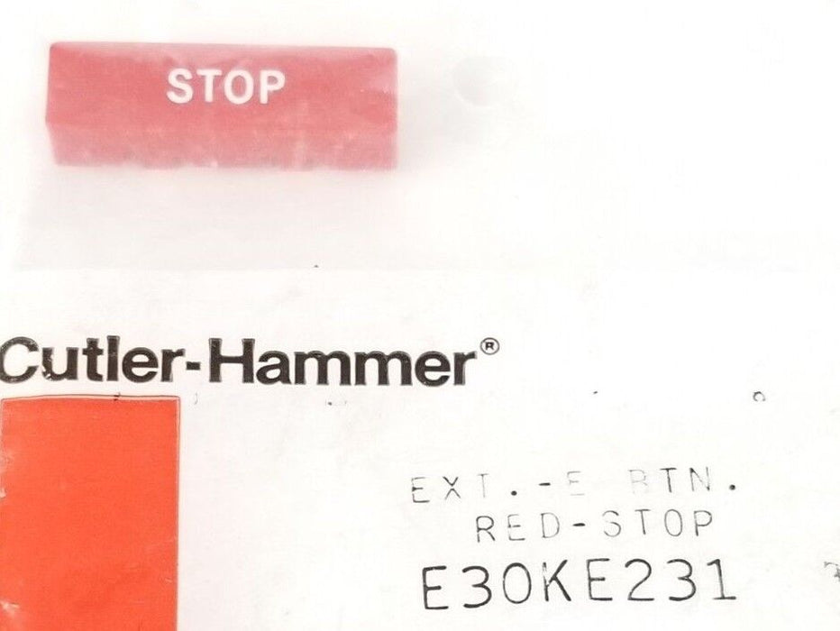 NEW IN BAG CUTLER HAMMER E30KE231 EXT.-E BTN. RED STOP
