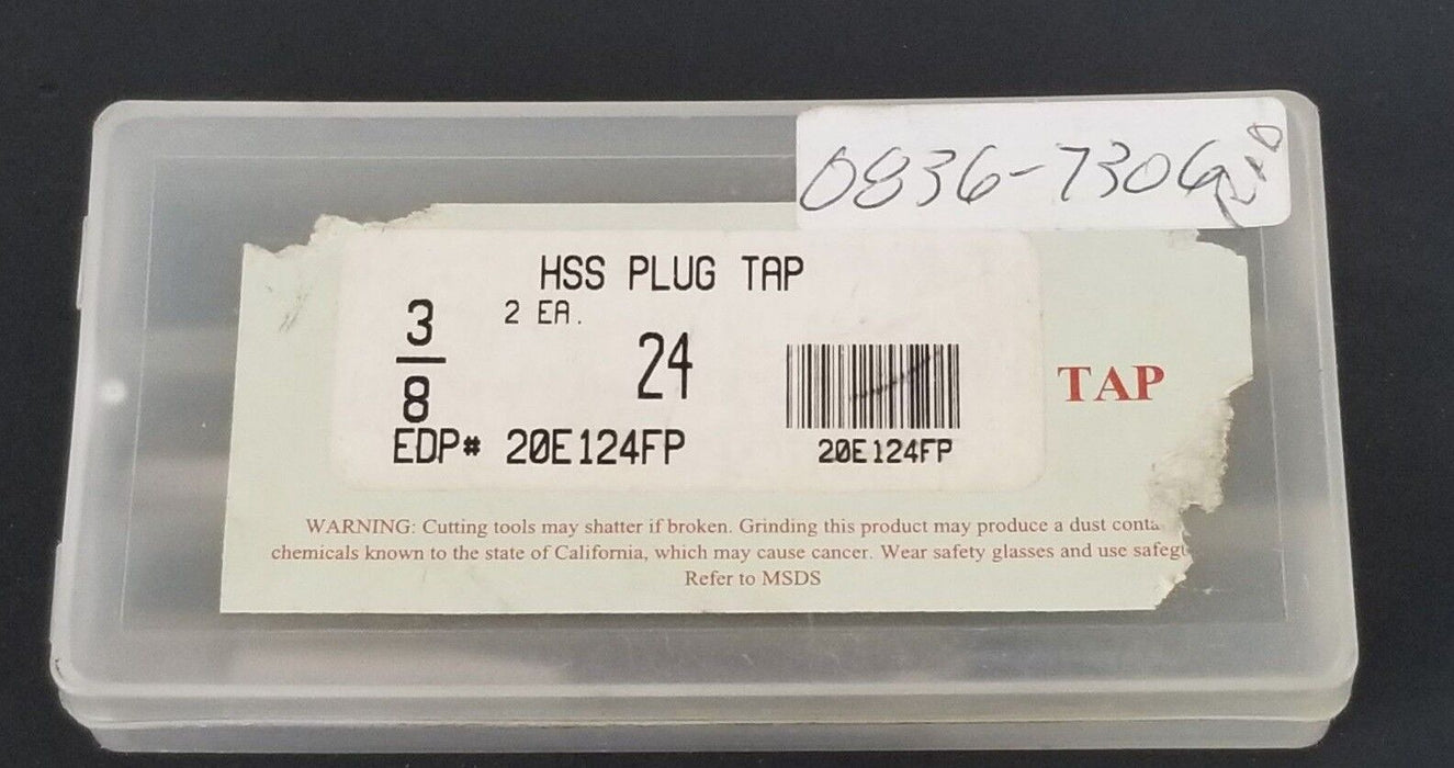 LOT OF 2 NEW DRILLCO 20E124FP 3/8" HSS PLUG TAPS 3/8-24 H3 HS