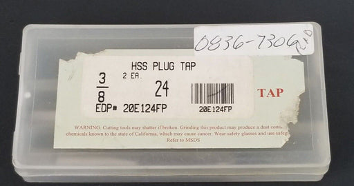 LOT OF 2 NEW DRILLCO 20E124FP 3/8" HSS PLUG TAPS 3/8-24 H3 HS