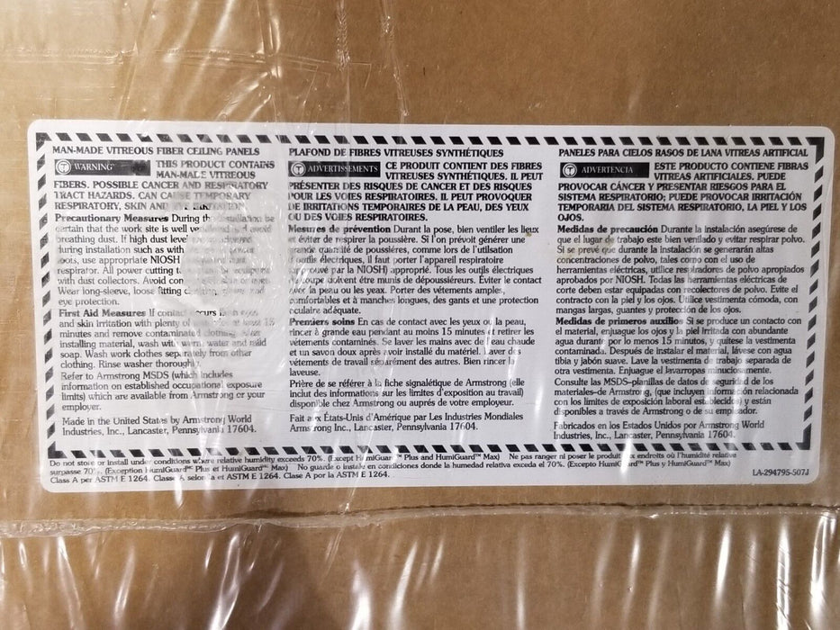 NEW SEALED BOX OF 12 ARMSTRONG 589B ACOUSTICAL CEILING TILES CIRRUS BEVELED