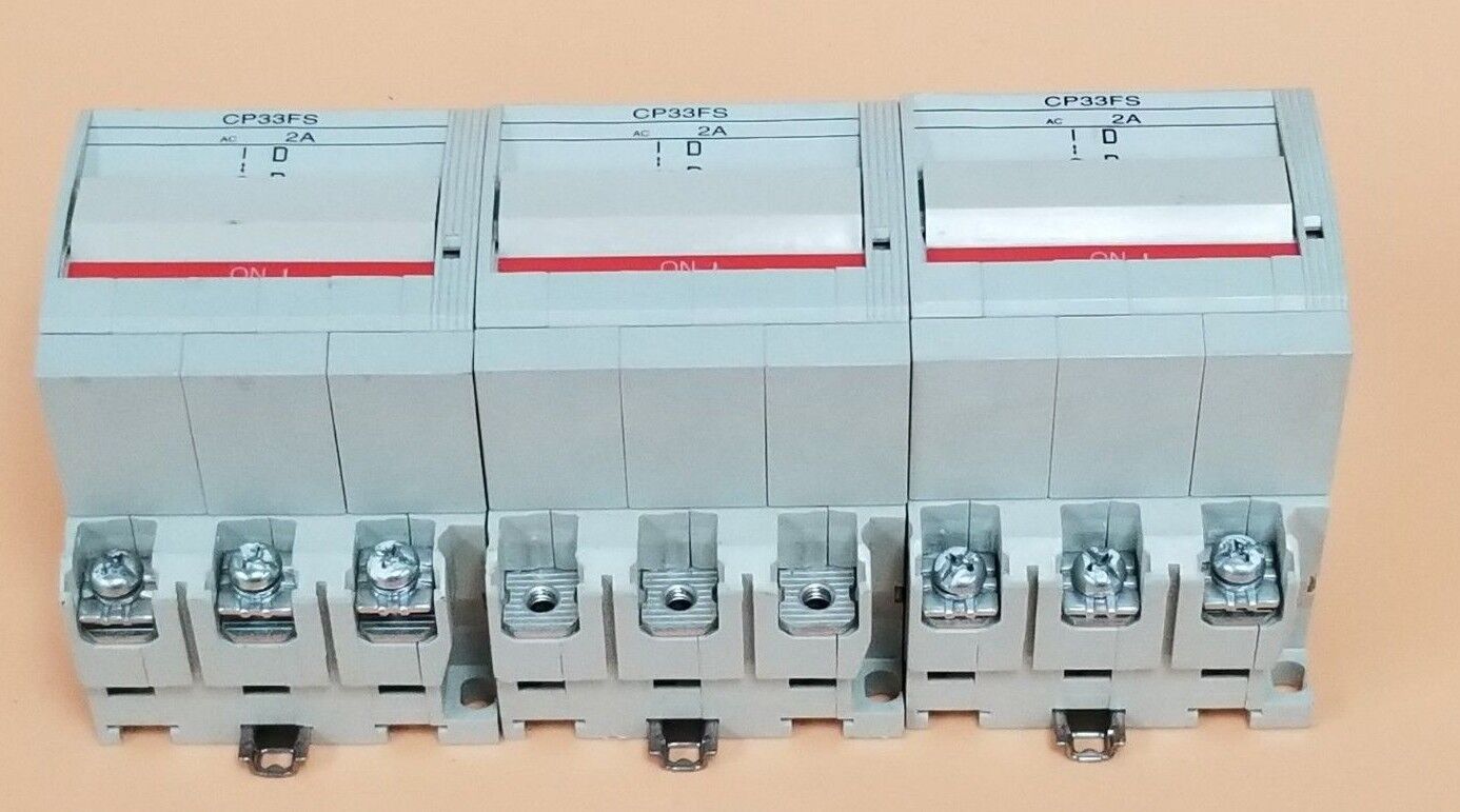 LOT OF 3 FUJI ELECTRIC CP33FS/2 CIRCUIT BREAKERS 3P, 2A, CP33FS2