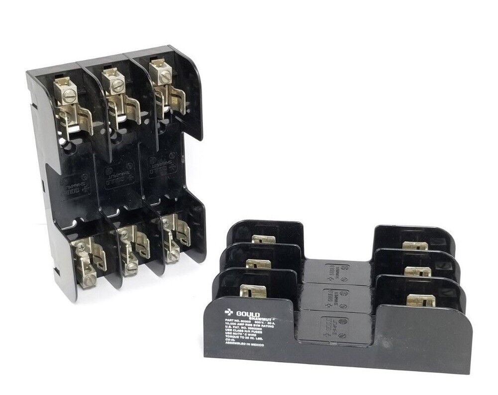 LOT OF 2 GOULD SHAWMUT 60303 FUSE HOLDERS 600V, 30A, 3P