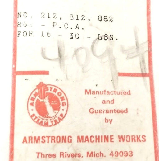 NEW ARMSTRONG NO. 212, 812, 882, 862 - P.C.A. BRACKET KIT, 16-30LBS (INCOMPLETE)