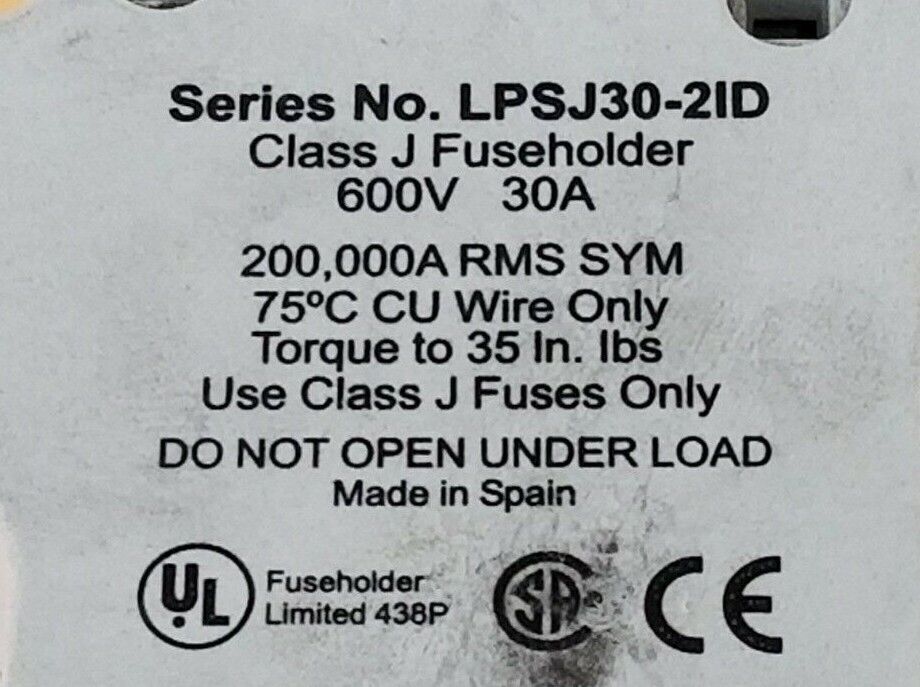 LITTELFUSE LPSJ30-2ID POWR-SAFE FUSE HOLDER LPSJ 600V 30A LPSJ302ID