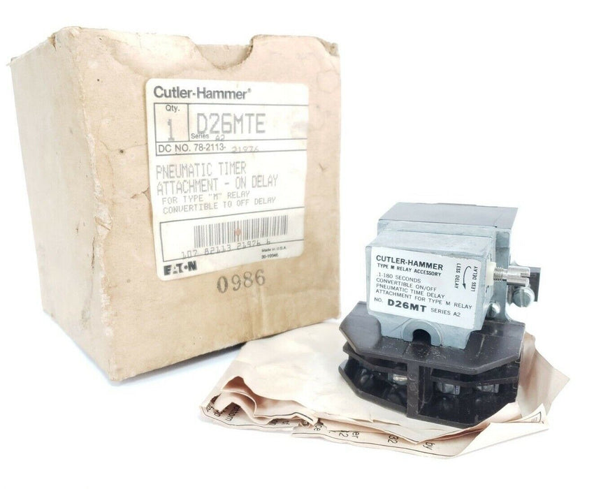 CUTLER HAMMER D26MTE SERIES A2 PNEUMATIC TIMER ATTACHMENT FOR TYPE M RELAY