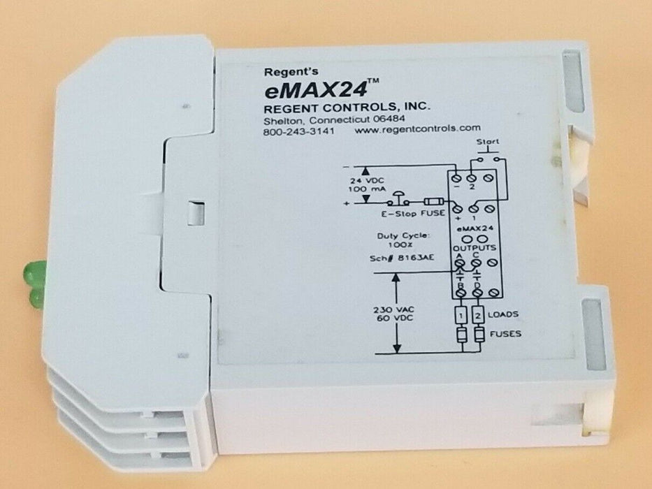 REGENT CONTROLS EMAX24 MOMENTARY SAFETY RELAY, 24VDC