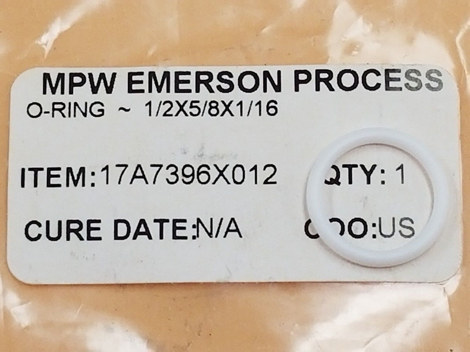 NEW MPW EMERSON PROCESS 17A7396X012 O-RING 1/2X5/8X1/16