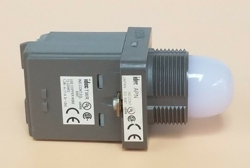 IDEC APN126DN-W PILOT LIGHT ASSEMBLY, APN W/ TWR, WHITE LENS CAP, APN126DNW