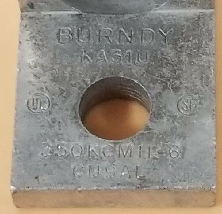 BURNDY KA31-U CONNECTOR TERMINAL LUG 350KCMIL-6, CU9AL, KA31U