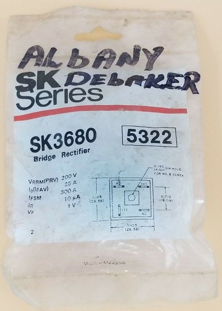 NEW RCA SK3680 BRIDGE RECTIFIER SK SERIES 5322, 200V, 25A