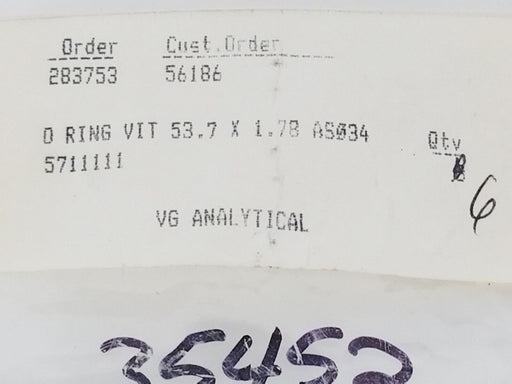 LOT OF 5 NEW VG ANALYTICAL 5711111 O-RINGS VIT 53.7 X 1.78 AS034