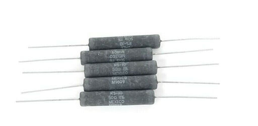 LOT OF 5 NEW DALE RS-10 RESISTORS RS10, 50OHMS 1%