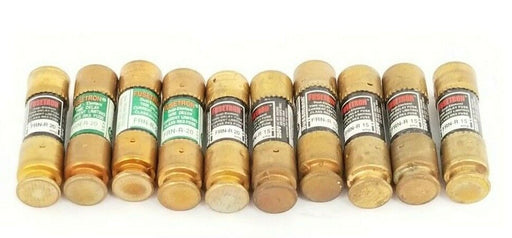 LOT OF 5 BUSSMANN FRN-R-20 & (5) FRN-R-15 FUSETRON FUSES CLASS RK5