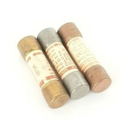 LOT OF 3 GOULD SHAWMUT OT30 ONE-TIME FUSES OT 30, 30AMPS