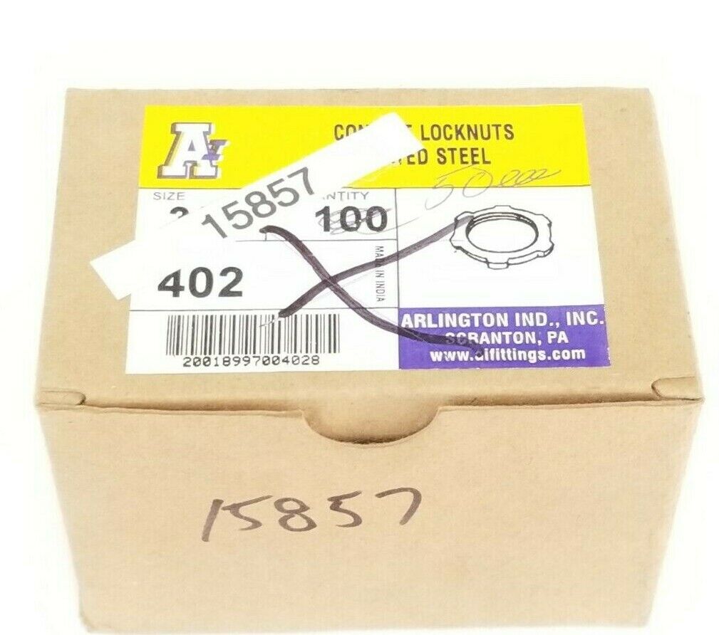 LOT OF 50 NEW ARLINGTON 402 CONDUIT LOCKNUTS PLATED STEEL 3/4'' SIZE