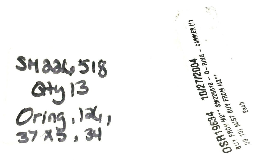 LOT OF 2 NEW GENERIC SM226518 O-RINGS, 126.37 X 5.34 MM