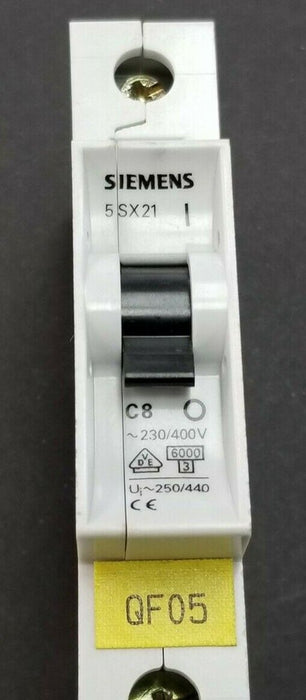 SIEMENS 5SX21-C8 CIRCUIT BREAKER 230/400V IEC 898 EN 60898 Q-92183 5SX21C8