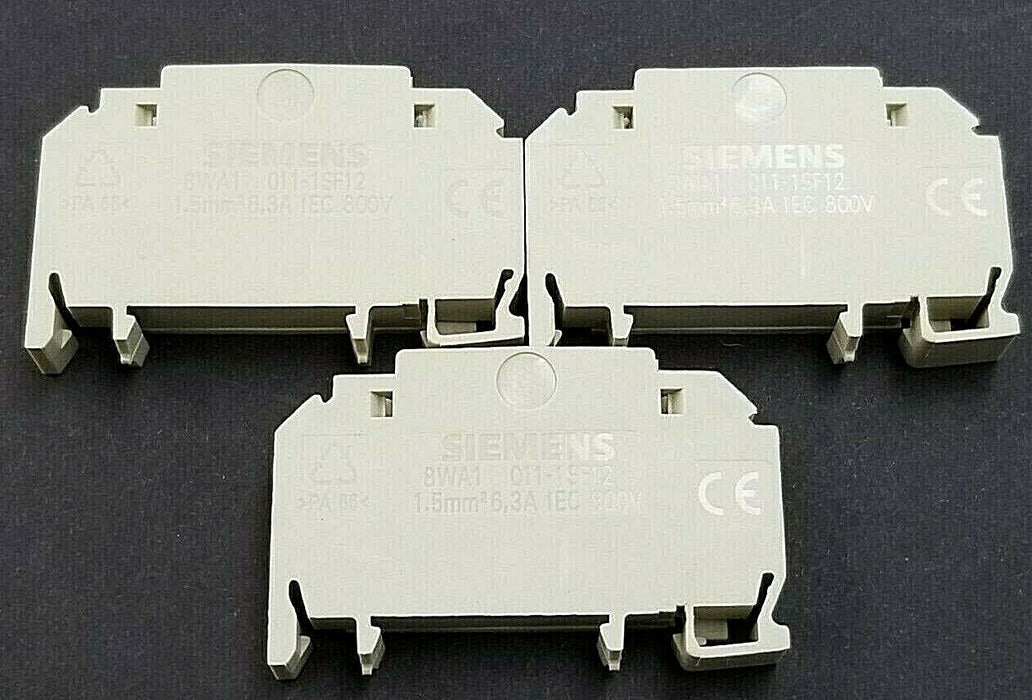 LOT OF 3 SIEMENS 8WA1-011-1SF12 TERMINAL BLOCKS 1.5mm2 6,3A IEC 800V 18-14AWG