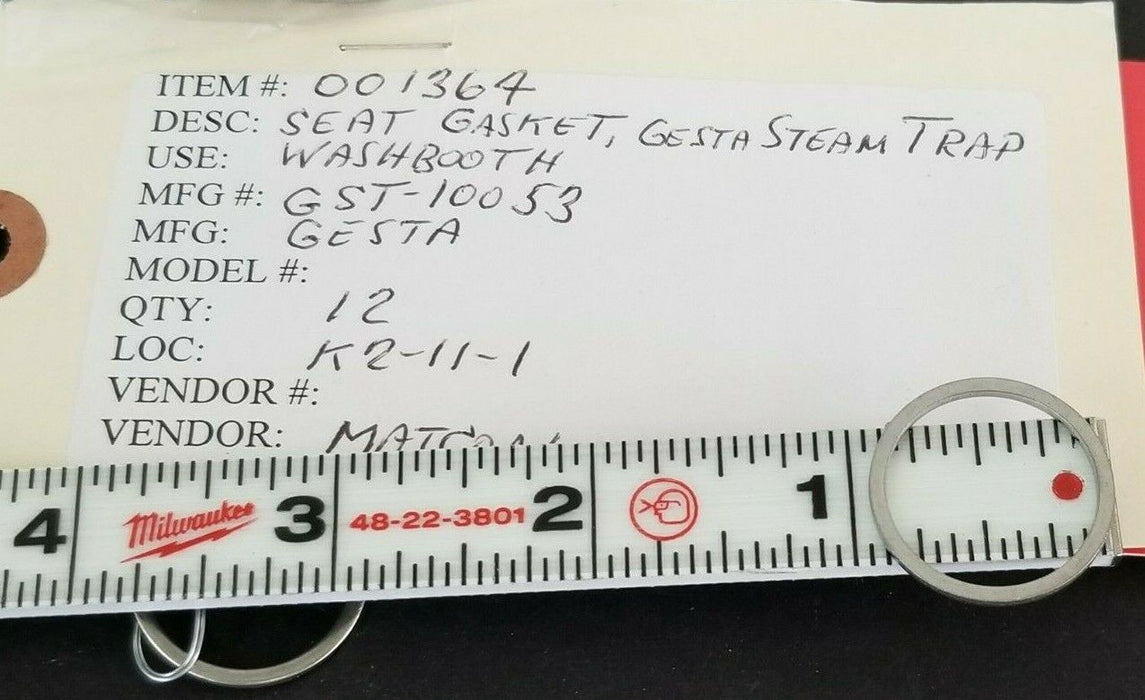 LOT OF 12 NEW GESTA GST-10053 SEAT GASKETS