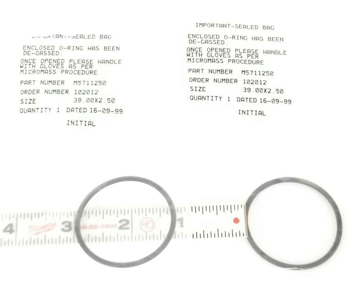LOT OF 2 NEW WATERS MICROMASS M5711250 O-RINGS SIZE: 39.00X2.50