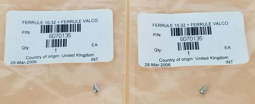 LOT OF 2 NEW WATERS 415000106 FERRULE 10-32 + FERRULE VALCO 6070135