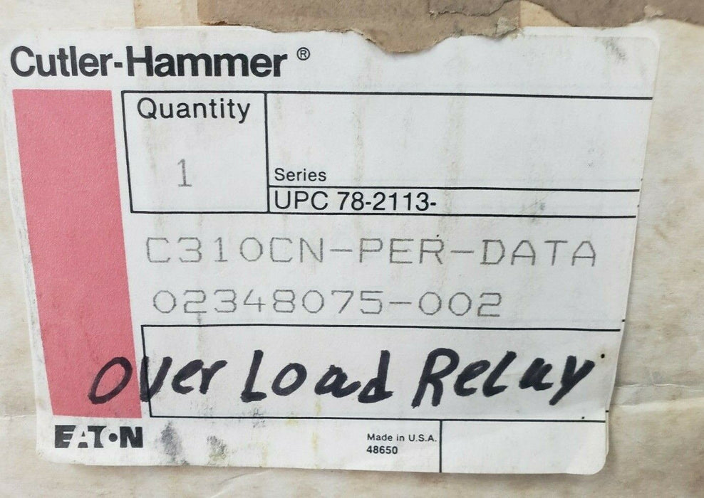 EATON CUTLER-HAMMER C310CNA3 SOLID STATE OVERLOAD RELAY, 5-30A, SERIES A1