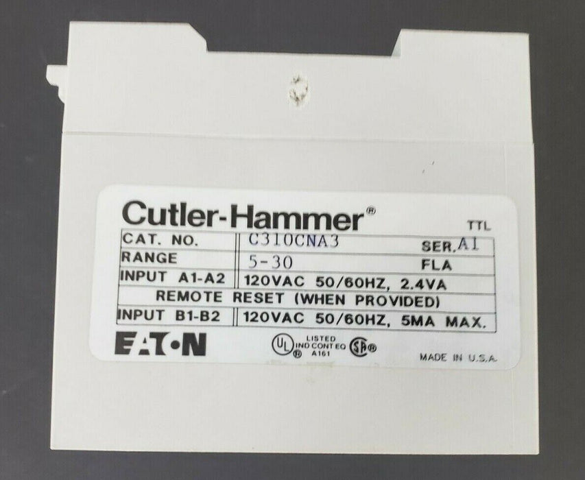 EATON CUTLER-HAMMER C310CNA3 SOLID STATE OVERLOAD RELAY, 5-30A, SERIES A1