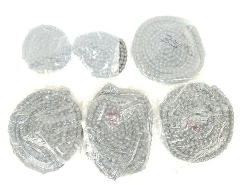 LOT OF 6 TSUBAKI RS35 ROLLER CHAINS, 3/8" PITCH, #35, ASSORTED LENGTHS