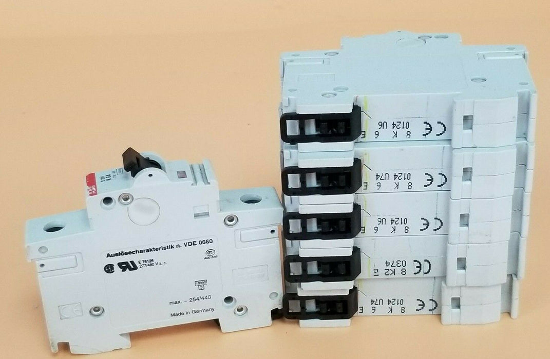 LOT OF 6 ABB S281-K6 CIRCUIT BREAKERS, 6AMP, 230/400VAC, 1POLE, S281K6A