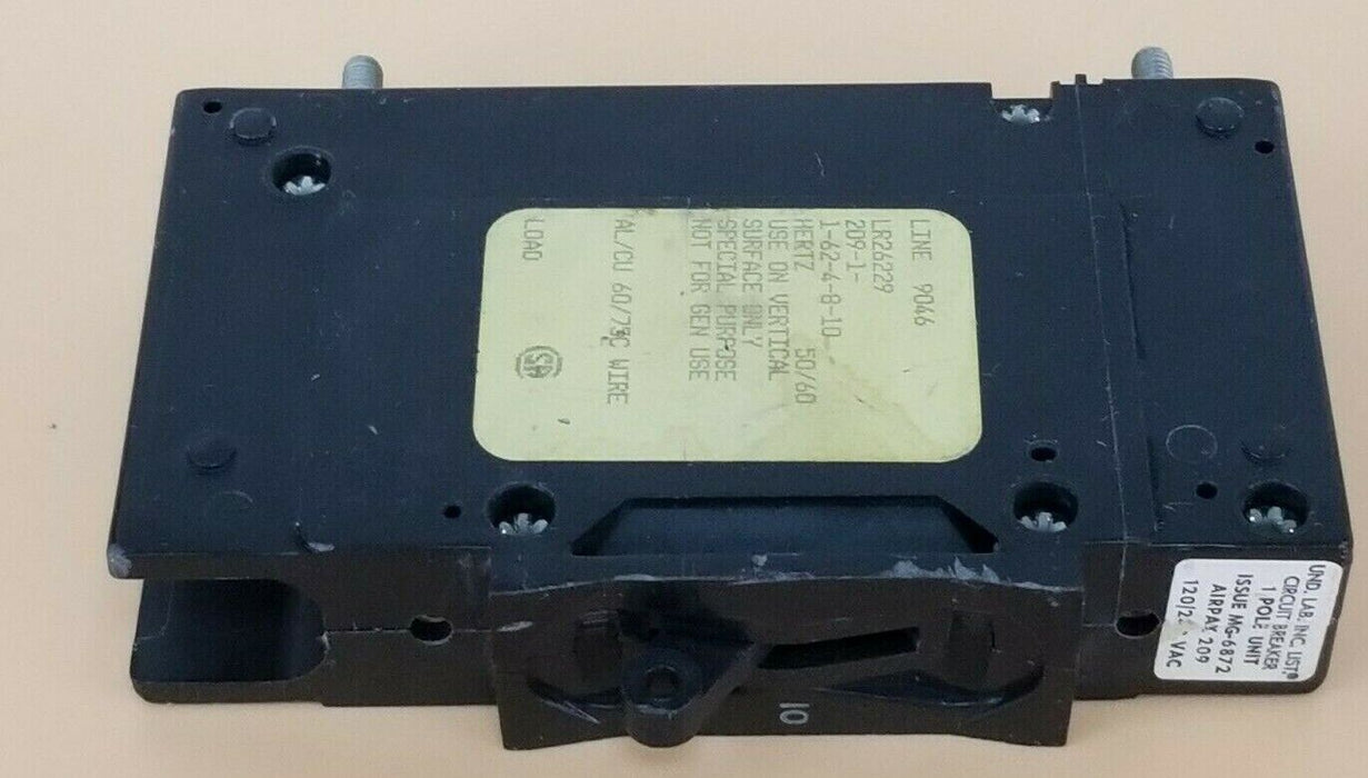 SENSATA / AIRPAX 209-1-1-62-4-8-10 CIRCUIT BREAKER LR26229 1P MG-6872 120/240VAC