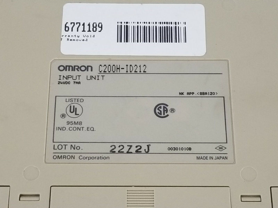 OMRON C200H-ID212 INPUT MODULE 24VDC, 7mA, C200HID212