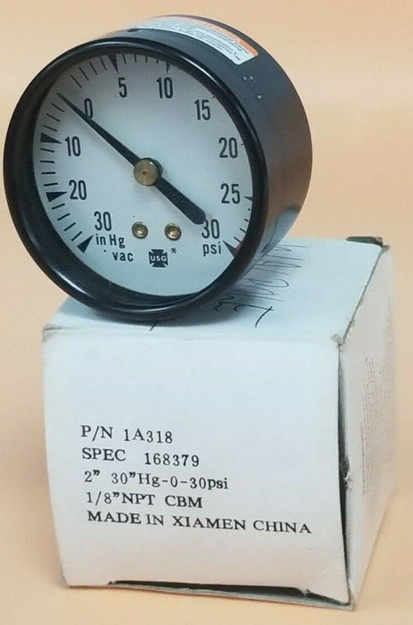NIB USG 1A318 PRESSURE GAUGE 1/8IN NPT 30INCH HG SPEC 168379, 2''