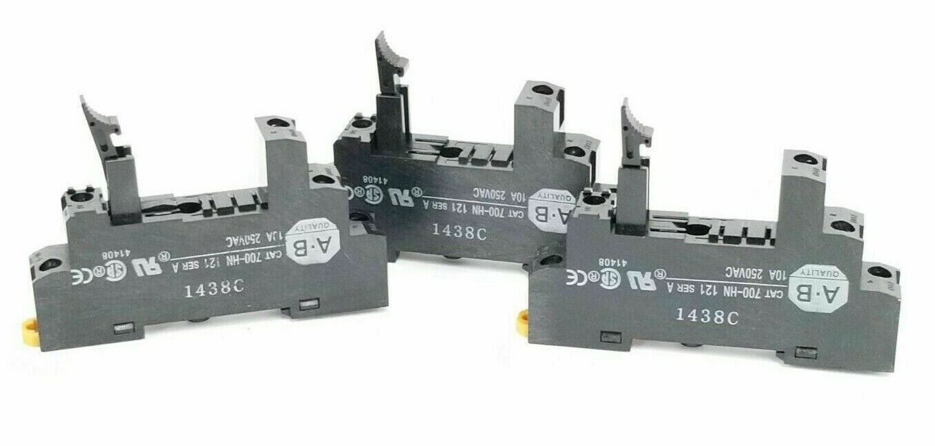 LOT OF 3 NEW ALLEN BRADLEY 700-HN121 RELAY SOCKET BASES SER. A 10A 250VAC