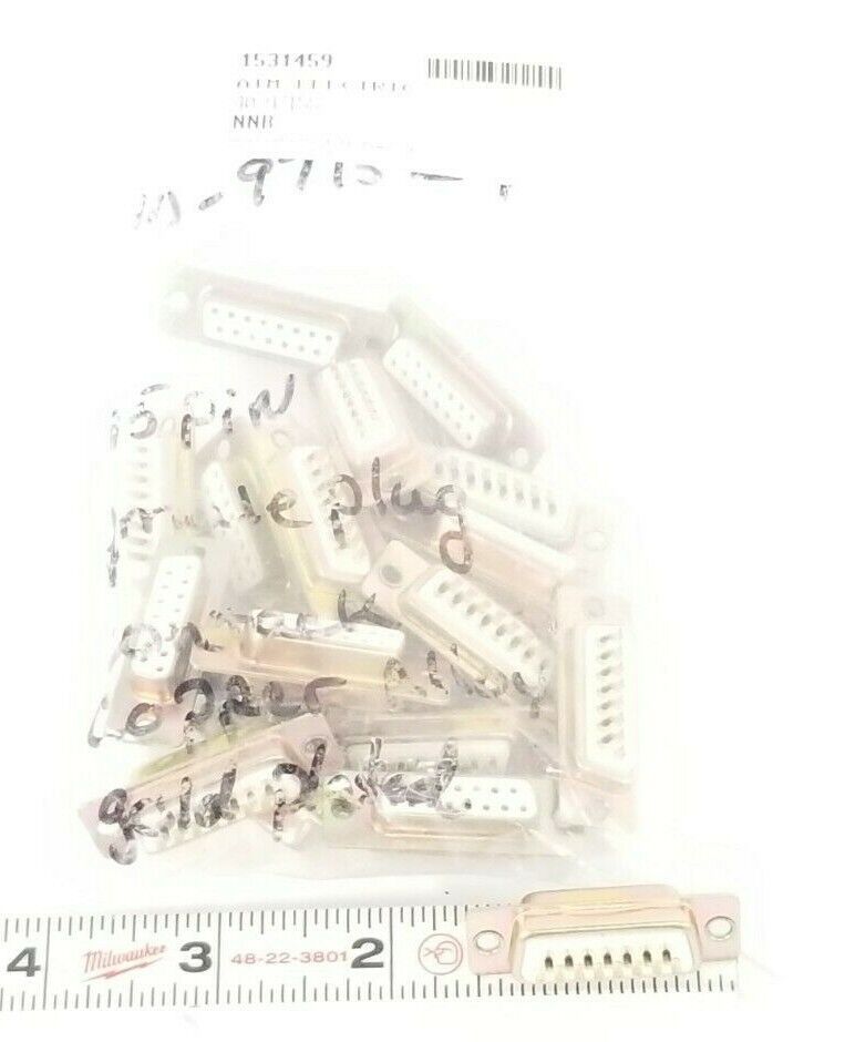 LOT OF 19 NEW AIM ELECTRONICS 40-9715S D-SUB CONNECTORS 15-PIN GOLD PL. FEM.