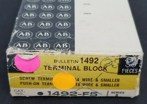 BOX OF 24 NEW ALLEN BRADLEY 1492-F5 TERMINAL BLOCKS 1492F5, SER. A