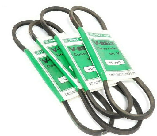 LOT OF 4 NEW THREE FIVE 4L-390 V-BELTS 4L390 TIMING BELT SMOOTH LIGHT DUTY 39IN