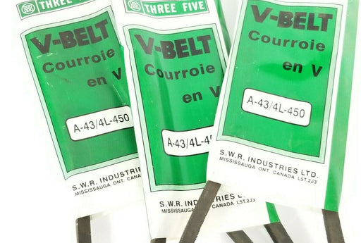 LOT OF 3 NEW THREE FIVE A-43/4L-450 V-BELTS A43 4L450