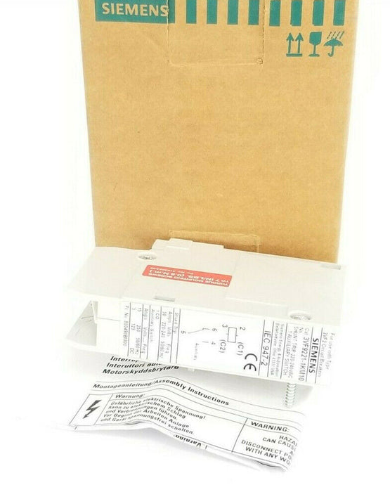 NIB SIEMENS 3VF9221-1KM10 AUXILIARY SWITCH / SHUNT TRIP 220-240VAC 50/60HZ