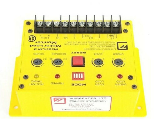 WARRENDER MODEL LM-3 MOTOR LOAD MONITOR LM3, 115/230 VAC