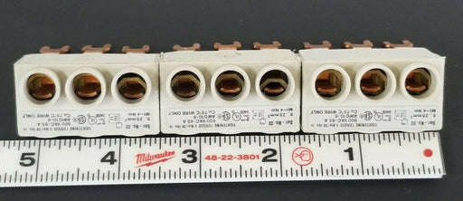 LOT OF 3 MOELLER BK25/3-PKZM1 CONNECTOR FEEDER TERMINALS 63AMP, 3P, 690VAC, 6KV
