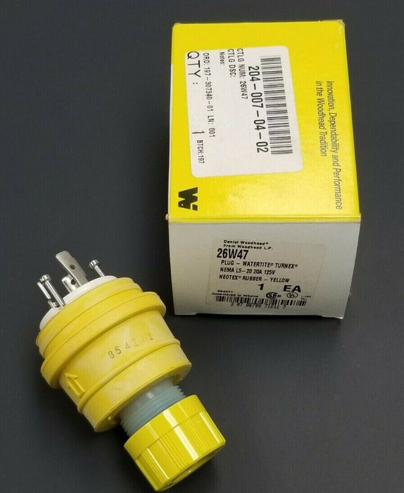 NIB DANIEL WOODHEAD 26W47 PLUG-WATERTITE TURNEX YELLOW