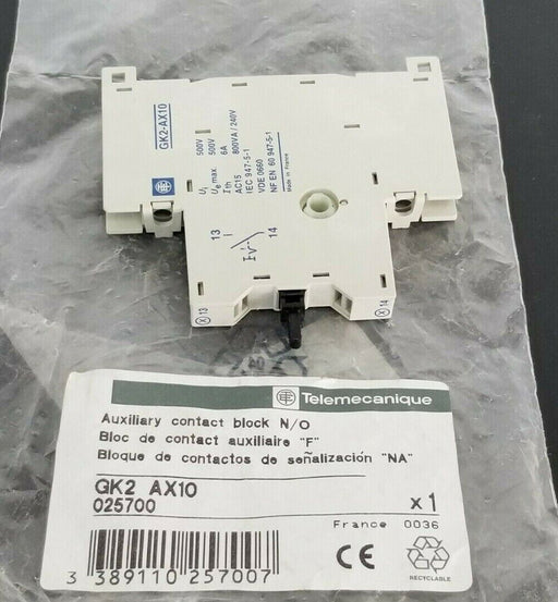 NEW TELEMECANIQUE GK2-AX10 AUX. CONTACT BLOCK N/O GK2AX10