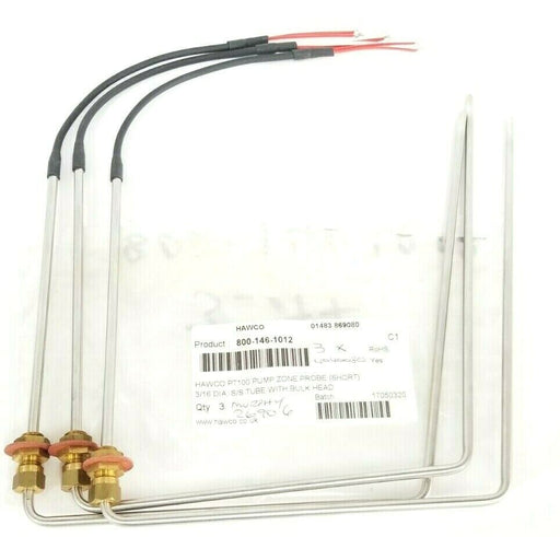 LOT OF 3 NEW IN BAG HAWCO PT100 PUMP ZONE PROBES 3/16 DIA. S/S TUBE W/ BULKHEAD